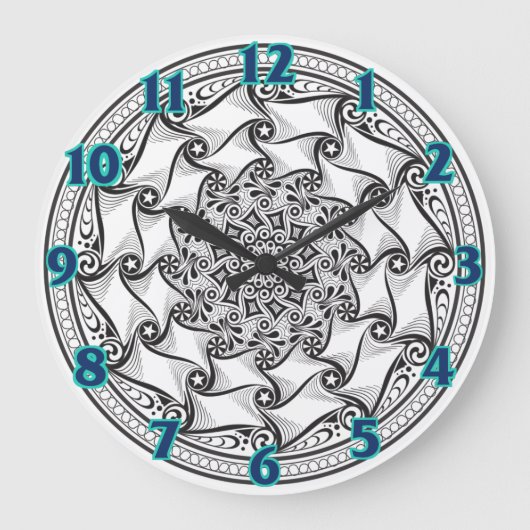 Mandala Scroll Clock Große Wanduhr (Vorderseite)