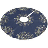 Mandala Snowflake Gold Navy Blue Tree Skirt Polyester Weihnachtsbaumdecke (Schrägansicht)