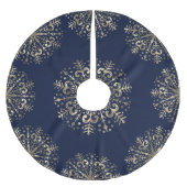 Mandala Snowflake Gold Navy Blue Tree Skirt Polyester Weihnachtsbaumdecke (Vorderseite)