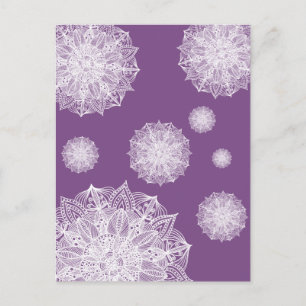 Mandala Snowflakes Lila Postkarte