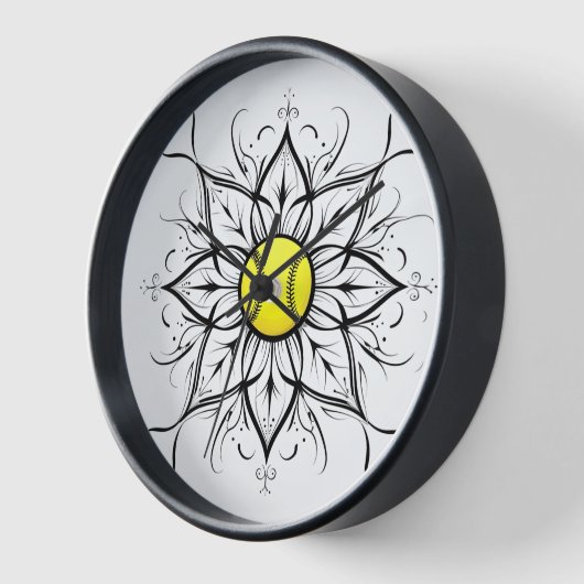Mandala Softball Wall Clock Uhr (Winkel)