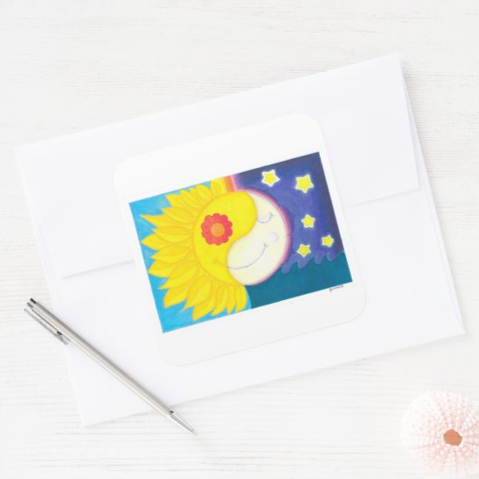 Mandala: Solflor e Luaflor Quadratischer Aufkleber (Umschlag)