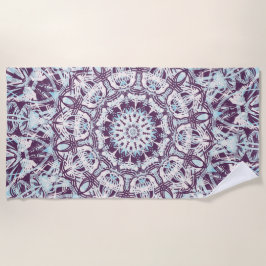 Mandala Spiritual Kaleidoscope Blue Purple White.  Strandtuch