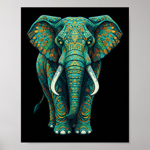 Mandala Spiritueller Elefant Zen Kunst Achtsamkeit Poster