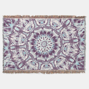 Mandala Spirituelles Kaleidoskop Blau Lila Weiß. Decke