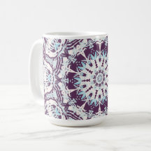 Mandala Spirituelles Kaleidoskop Blau Lila Weiß. 