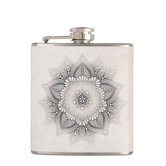 Mandala-Spitze Neutrals ID478 Flachmann (Vorderseite)