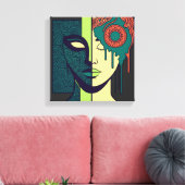 Mandala-Split-Gesicht-Abstraktkunst  Leinwanddruck (Insitu (Wohnzimmer))