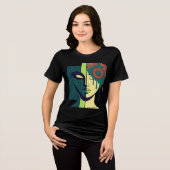 Mandala-Split-Gesicht-Abstraktkunst Tri-Blend Shirt (Vorderseite voll)