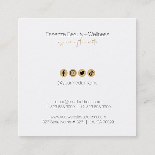 Mandala Square Business: Gold und Black Tribal Quadratische Visitenkarte (Rückseite)