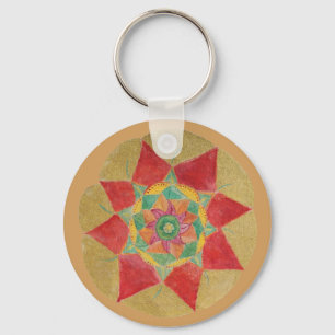 Mandala Star Button Key Ring Schlüsselanhänger