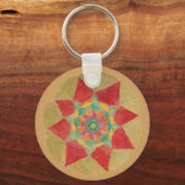 Mandala Star Button Key Ring Schlüsselanhänger (Vorderseite)