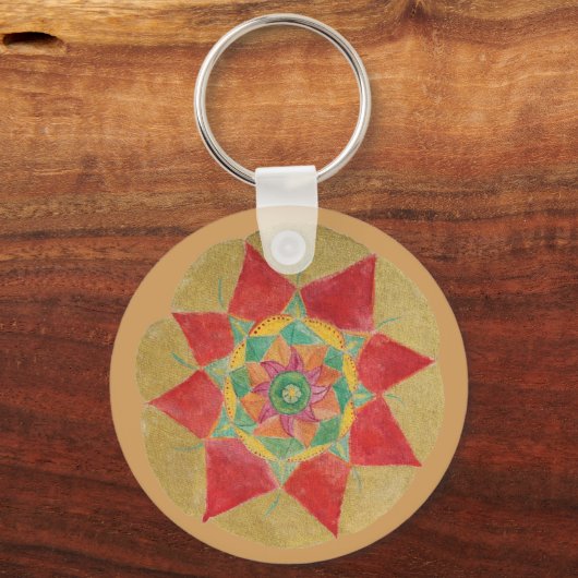 Mandala Star Button Key Ring Schlüsselanhänger (Vorderseite)