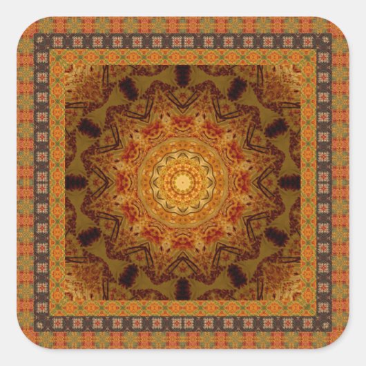 Mandala Star mit gepolstertem Rahmen Quadratischer Aufkleber (Vorderseite)