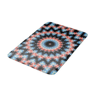 Mandala Star: Schwarz, Blau und Rot Badematte