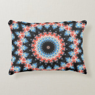 Mandala Star: Schwarz, Blau und Rot Dekokissen