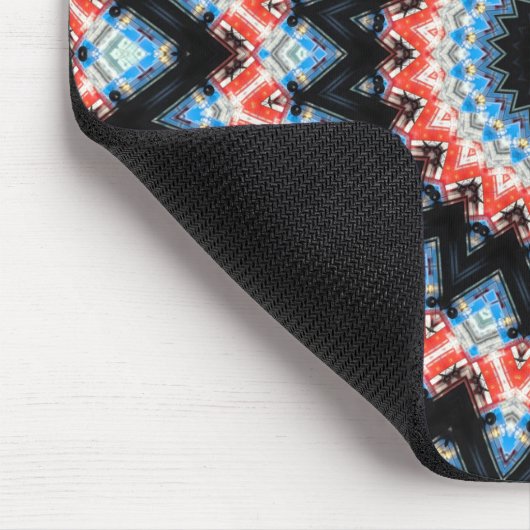 Mandala Star: Schwarz, Blau und Rot Mousepad (Ecke)
