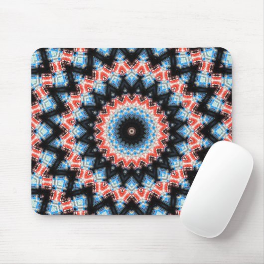 Mandala Star: Schwarz, Blau und Rot Mousepad (Mit Mouse)