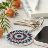 Mandala Star: Schwarz, Blau und Rot Schlüsselanhänger (Vorderseite rechts)