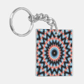 Mandala Star: Schwarz, Blau und Rot Schlüsselanhänger (Vorderseite links)