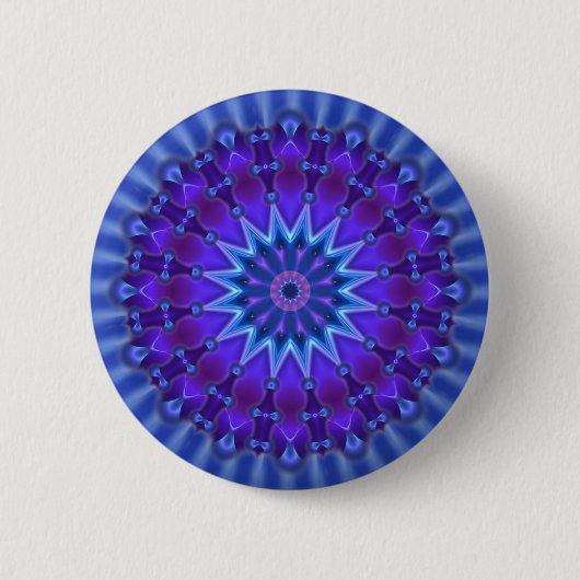 Mandala-Stern in blau | Königliche Blume Button (Vorderseite)