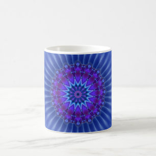 Mandala-Stern in blau   Königliche Blume Kaffeetasse