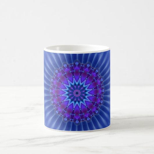 Mandala-Stern in blau | Königliche Blume Kaffeetasse (Mittel)