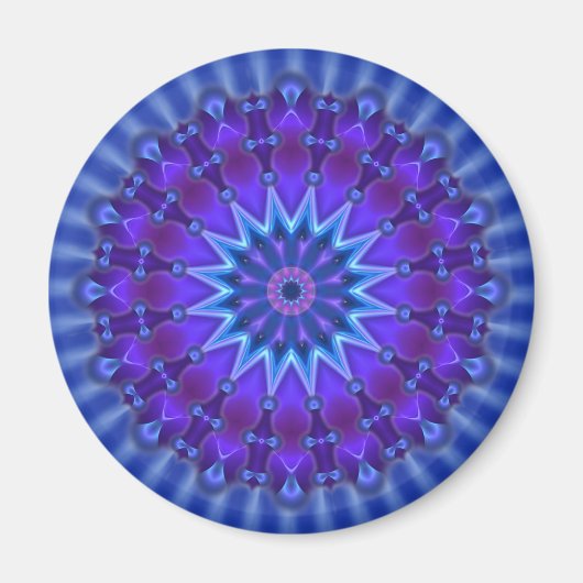 Mandala-Stern in blau | Königliche Blume Magnet (Vorne)