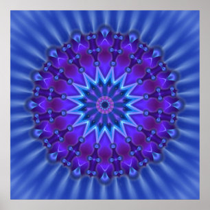 Mandala-Stern in blau   Königliche Blume Poster