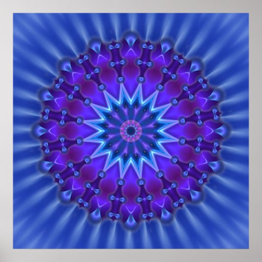 Mandala-Stern in blau | Königliche Blume Poster (Vorne)