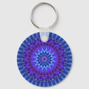 Mandala-Stern in Blau   königliche Blume Schlüsselanhänger