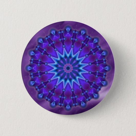 Mandala-Stern in blau | Lippenwellen Button (Vorderseite)