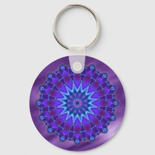 Mandala-Stern in blau Lippenwellen Schlüsselanhänger