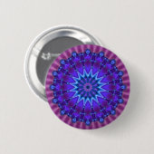 Mandala-Stern in blau | Magenta-Blume Button (Vorne & Hinten)
