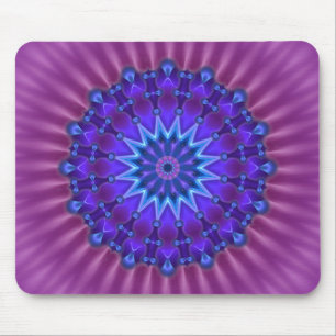 Mandala-Stern in blau   Magenta-Blume Mousepad