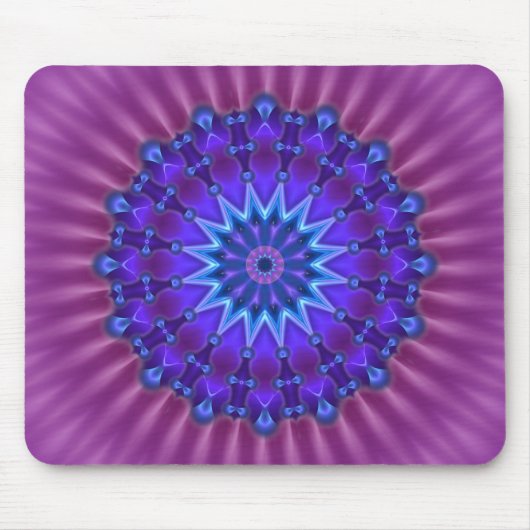 Mandala-Stern in blau | Magenta-Blume Mousepad (Vorne)