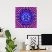 Mandala-Stern in blau | Magenta-Blume Poster (Heimbüro)