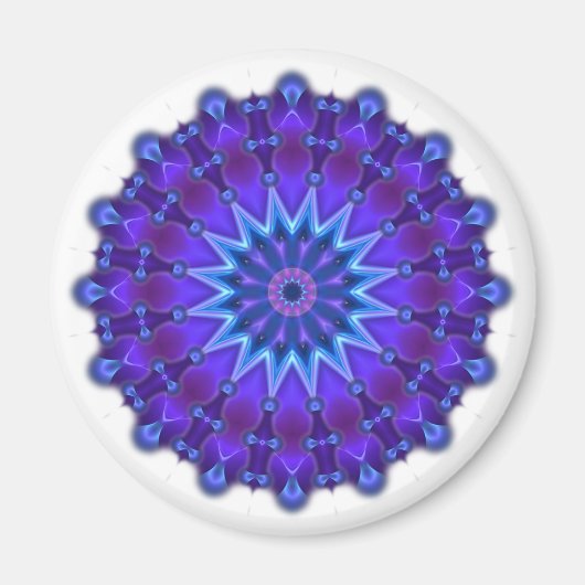 Mandala-Stern in blau Magnet (Vorne)