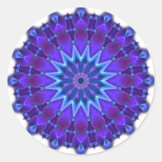 Mandala-Stern in blau Runder Aufkleber (Vorderseite)