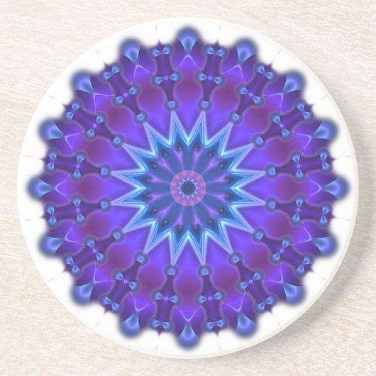 Mandala-Stern in blau Sandstein Untersetzer (Vorne)