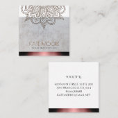 Mandala-strukturiertes Grau- und Rosengold Quadratische Visitenkarte (Vorne/Hinten)