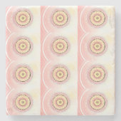 Mandala Style Art Design Rosa und Gelb Steinuntersetzer (Vorderseite)