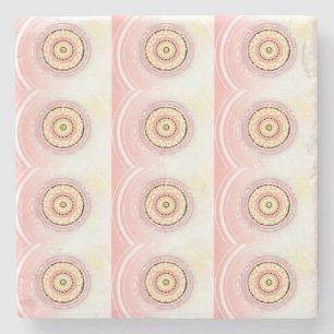 Mandala Style Art Design Rosa und Gelb Steinuntersetzer