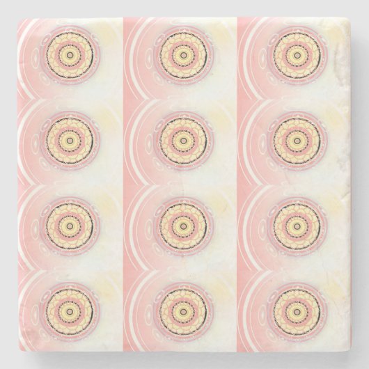 Mandala Style Art Design Rosa und Gelb Steinuntersetzer (Vorderseite)