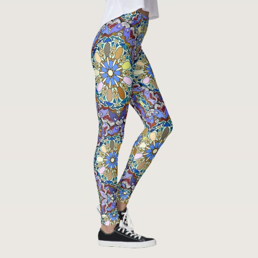 Mandala Style Doodle Art Layers Leggings (Rechts)