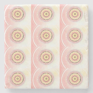 Mandala-Style-Kunstdesign Rosa und Gelb Steinuntersetzer