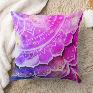 Mandala Sunset Wasserfarben Rosa Kissen