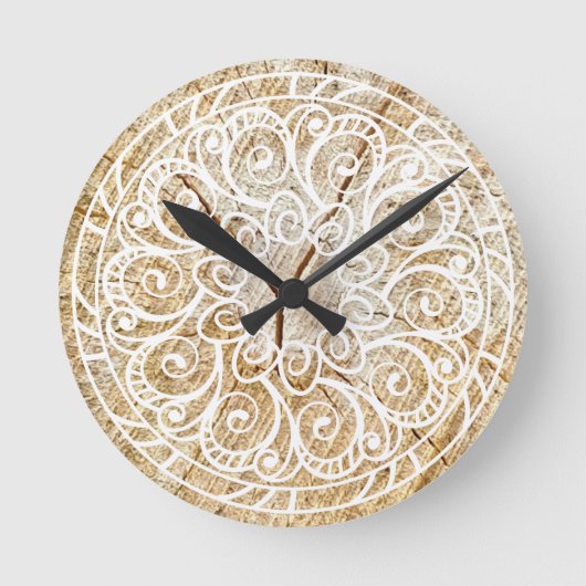 Mandala sur bois runde wanduhr (Vorderseite)