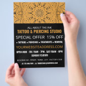 Mandala Symbol, Tattoo & Body Piercing Studio Flyer (Hand)