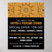 Mandala Symbol, Tattoo & Body Piercing Studio Poster (Vorne)